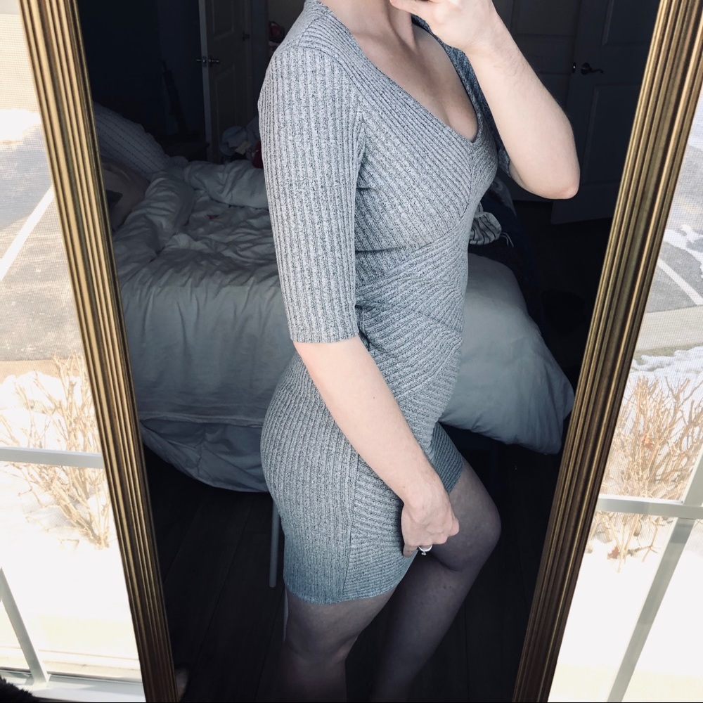 Candie’s Ribbed Knit Asymmetrical Bodycon Dress